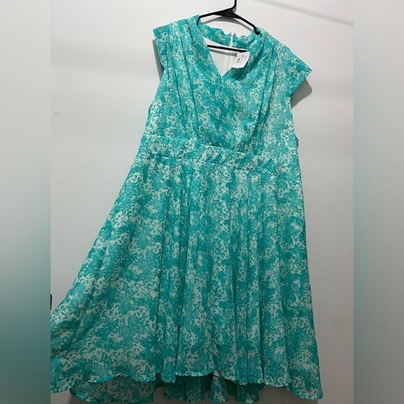 Elegant Teal Patterned Dress new with tags Ricki’s - Picture 2 of 5